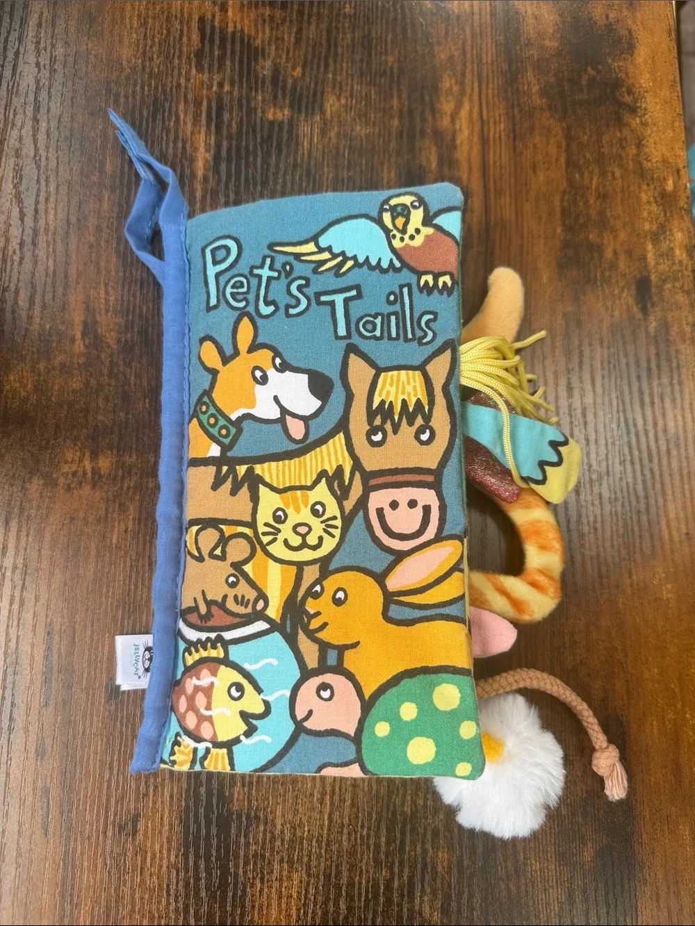Jellycat Pet’s Tails Soft Cloth Activity Book Sensory Crinkle Toy Baby